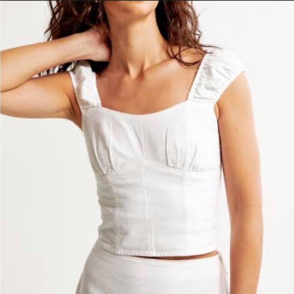 Abercrombie & Fitch White Linen Crop Top